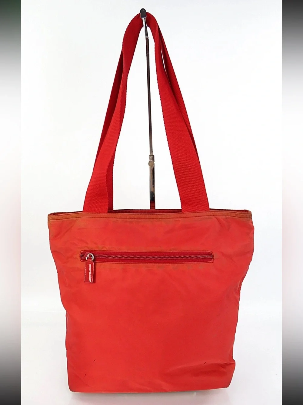 Prada Orange-Red Nylon Tote Bag